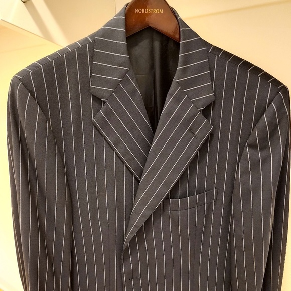 Faconnable Classic Couture Dark Blue Pinstripe Single Breasted Sport Coat